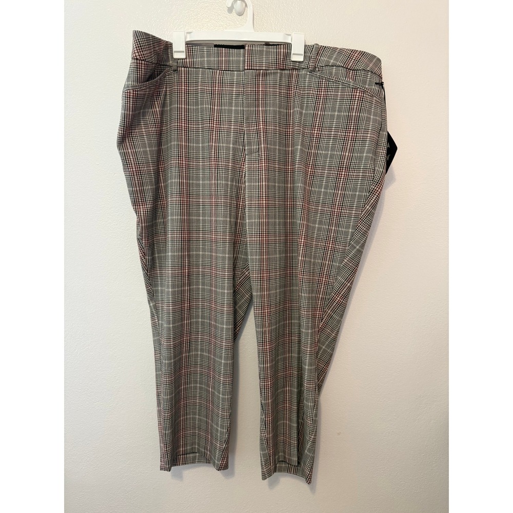 AVA + VIV Gray Plaid High-Rise Ankle Pants Womens 26 Stretch Trousers Office
